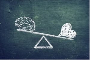 Ilustración para entrada de blog. Cerebro versus corazon.